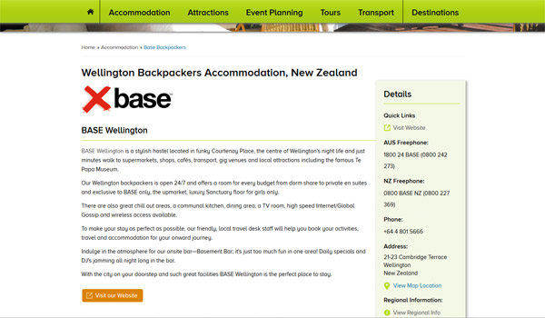 Web Page Full Example, Advertising Opportunities with New Zealand Tourism Guide